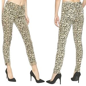 ALMOST FAMOUS Juniors Leopard Cheetah Animal Print Mid‎ Rise Skinny Jeans Size 1